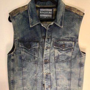 RING OF FIRE - Downtown Los Angeles - MENS DENIM VEST - LARGE UNISEX STYLE